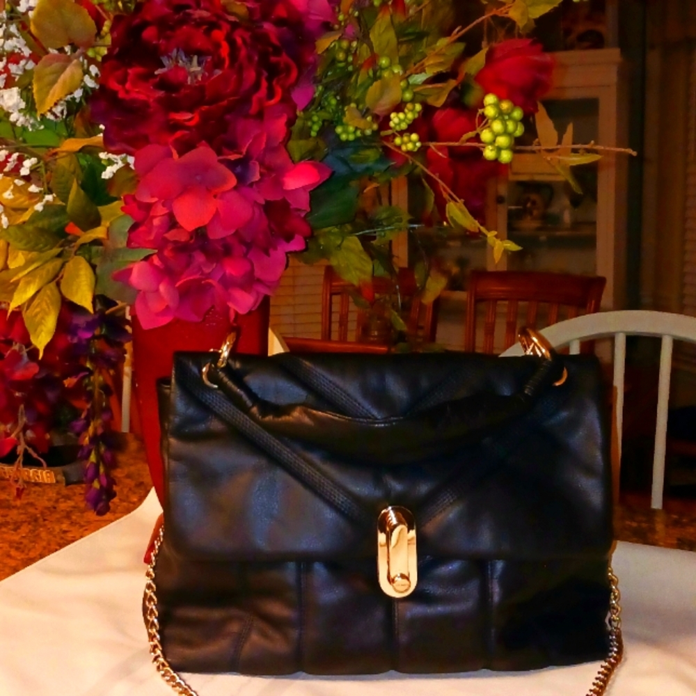 Ted Baker NWT- Black  Leather Puffer Quilted Shoulder Bag